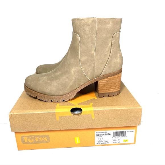Korks By Kork-Ease Esmerelda Ankle Boots Womens Size 9.5 M Block Heel Taupe - Picture 12 of 12